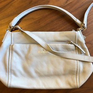 ♠️ KATE SPADE GRAY LEATHER BAG HANDLES & CROSS BODY STRAP SUPER SOFT LEATHER